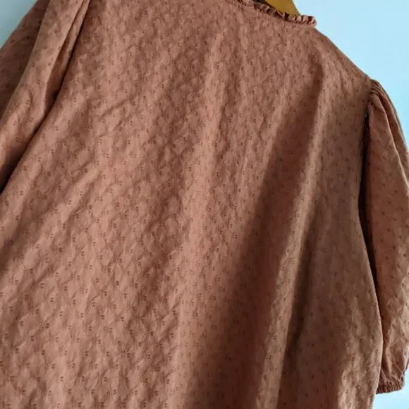 Old Navy Burnt Orange Textured Balloon Sleeve Blouse Sz XXL - Picture 3 of 8